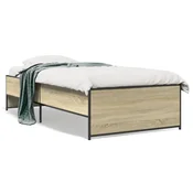 shumee vidaXL Posteljni okvir sonoma hrast 75x190 cm material na osnovi lesa