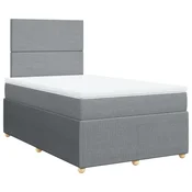 Vidaxl Boxspring postelja z vzmetnico svetlo siva 120x190 cm blago