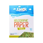 Dekorativni papir A4 holografski zelen 250 g, komplet 10 kosov