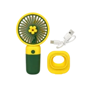 Mini rucni ventilator sa postoljem, Žuto-zeleni