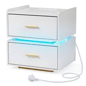 Northix LED nočna omarica 45 cm z USB priključki in dvema predaloma