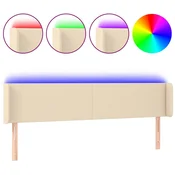 Vidaxl LED posteljno vzglavje krem 163x16x78/88 cm blago
