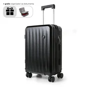 Tripmates rucni kofer (kabinski) 55 cm crni + gratis organizator za dokumenta – sa USB punjacem/ držacem za pice i dodatnom kukom + gratis organizatorom za dokumenta