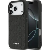 Maska DKNY PU kožna maska s uzorkom mreže MagSafe za iPhone 17 Pro crna (DKHMP17LPSGPHMK)