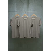 Trendyol Gray 3-Pack Slim/Slim Cut Crew Neck Basic 100% Cotton T-shirt