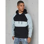 Bluza męska basic z kapturem w błękitno-czarne paski Dstreet