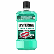 Listerine Clean & Fresh Mild Taste Mouthwash vodica za ispiranje usta bez alkohola, pogodna za zube s aparaticem 500 ml