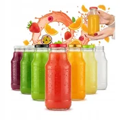 shumee 50x STEKLENIČKE ZA SOK KUBUŚ SOCZEK 330ml + POKROVČEK fi43 Steklena steklenica za sokove