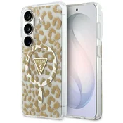 Guess Ovitek IML z leopardjim potiskom in trikotnim MagSafe za Samsung Galaxy S26 rjave barve