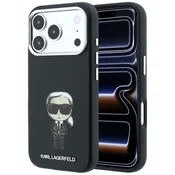 Premium ovitek Karl Lagerfeld Smooth Leather KC Ikonik Sketch MagSafe za iPhone 17 Pro/18 Pro - black