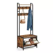 Songmics Vešalnik s klopjo in shrambo za čevlje 65x40x170 cm rjava