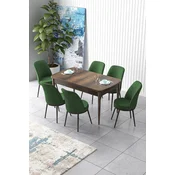 Hanah Home Set Trpezarijski sto i 6 stolica Zen, Zeleno-braon