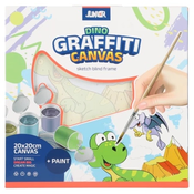 Junior graffiti canvas blind ram sa skicom dino bela 20x20cm ( 132958 )
