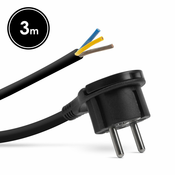 Priključna vrvica z vtikačem za težko dostopna mesta 3 m kabla 3 x 1,5 mm2 črna