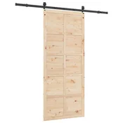 Vidaxl Drsna vrata Naravna 90 x 208 cm Trdna borovina