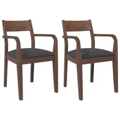 Vidaxl Jedilni stoli z blazinami 2 kosa Brown Solid Wood Rubber