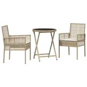 Vidaxl Vrtnik Bistro Set 3 szt. Bež poli ratan