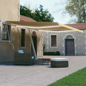 Vidaxl Ročno zložljiva tenda z LED lučkami 600x300 cm rumena in bela