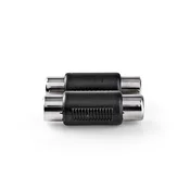 NEDIS Nedis, Stereofonski avdio adapter 2 RCA ženski na žensko Stabilna povezava, Črna, (5000218662)
