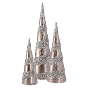 FESTA Novogodišnja dekoracija Jelke Velvet, 3 Komada, 15x52cm, 14x42cm, 10.5x31cm, Srebrne boje