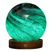 LED namizna svetilka v temni naravni barvi s steklenim senčilom (višina 13 cm) Stellar Ocean – Gingko