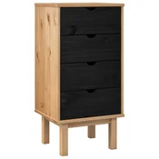 Vidaxl Predalni šafka OTTA Črna 45 x 39 x 90 cm Trdna borovina