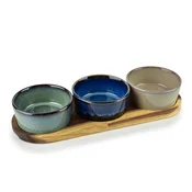 Mondex Deska s 3 skledami porcelan Modern Kitchen 28x9,5x1,2 multicolor 1 kpl, (5000179474)