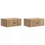 vidaXL Stenski nočni omarici 2 pcs Artisan hrast 49 x 34,5 x 20 cm