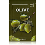 The Saem Natural Mask Sheet Olive maska iz platna za posvetlitev in vitalnost kožo 21 ml
