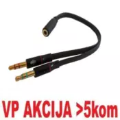 CCA 418A Gembird 3.5mm Headphone Mic Audio Y Splitter Cable Female to 2x3.5mm Male adapter 95