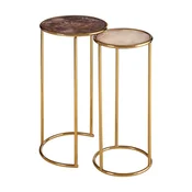 Okrogle stranske mizice v kompletu 2 ks s kamnito mizno ploščo o 31 cm Vita – Premier Housewares