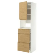 METOD/MAXIMERA Visoka omara za vgrad gspd aparate, bela/Voxtorp imitacija hrasta, 60x60x220 cm