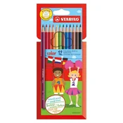 Barvni svinčniki, šesterokotni, STABILO color 12 barv