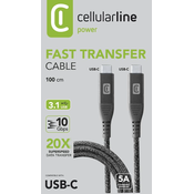 Cellularline Kabel CELLULARLINE USB-C na USB-C 5A 3.1 TAB 1m Crni, (57198610)