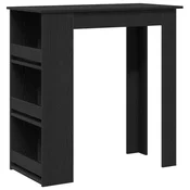 Vidaxl Barska miza s stojalom za shranjevanje črn hrast 102x50x103,5 cm