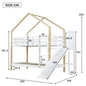 SONNENH Otroška postelja, 90 x 200 cm, masivni les/MDF, bela, 245 x 164 x 223 cm, za spalnico