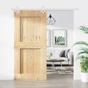 vidaXL Drsna vrata Naravna in bela 95 x 210 cm Masiven borov les