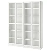 BILLY / OXBERG Biblioteka, bela/staklo, 160x30x202 cm