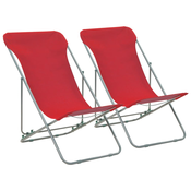 Sklopive stolice za plažu 2 kom čelik i tkanina Oxford crvene