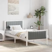 Okvir kreveta s uzglavljem Bijela i svijetlosiva 90 x 190 cm
