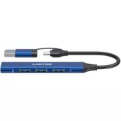 CANYON hub DS-02 4-u-1 USB-A/C plavi CNS-TDS02BL