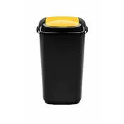 Plafor Koš za smeti črn pla 90l nihalen - rumen pokrov