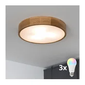 Brilagi - LED RGBW prigušiva stropna svetiljka CARVALHO 3xE27/15W/230V Wi-Fi hrast precnika 47,5