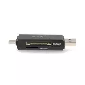 Nedis CRDRU2110BK USB2.0 - USBC čitač kartica microSD (TF) / microSDHC (TF) / microSDXC (TF) / SD / SDHC / SDXC