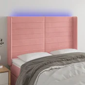 LED uzglavlje ružicasto 147x16x118/128 cm baršunasto