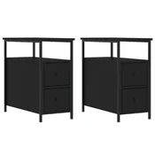 Vidaxl Nočna omarica 2 kosa črna 30x60x60 cm inženirski les