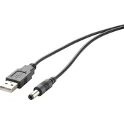 Renkforce USB 2.0 priključni kabel [1x USB 2.0 vtič A - 1x DC-vtič 3.5 mm] 1 m črn pozlačeni zatiči, z UL-certifikatom