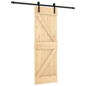 Vidaxl Drsna vrata Naravna in črna 70 x 210 cm Masiven borov les