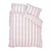 Rožnata 3-delna posteljnina za zakonsko posteljo 200x200 cm Seersucker Frill Stripe – Catherine Lansfield