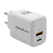 Qoltec CARREGADOR DE PAREDE QOLTEC GAN 35W 5-20V 1.5-3A PARA CELULARES USB-C PD QC 3.0